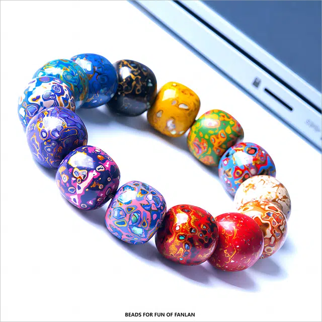 梵澜 老型珠多宝珠佛珠 多彩桶珠文玩手把件 时尚百搭手饰 漆器 木作手串 男女同款情侣款 大漆 礼盒