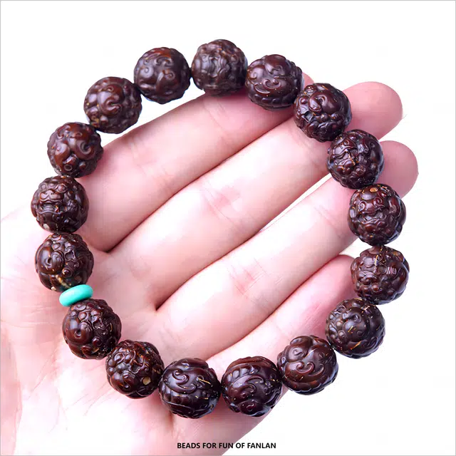 梵澜 雕刻招财貔貅文玩手把件 手持转运念珠 轻奢小众盘玩手饰  紫金鼠 菩提手串 男女同款情侣款