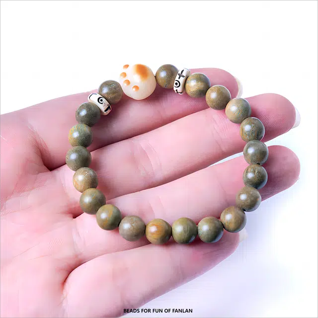 梵澜 佛珠菩提根猫爪文玩 国风转运盘玩手把件 简约百搭手饰  木质 木作手串 男女同款情侣款 绿檀 礼盒