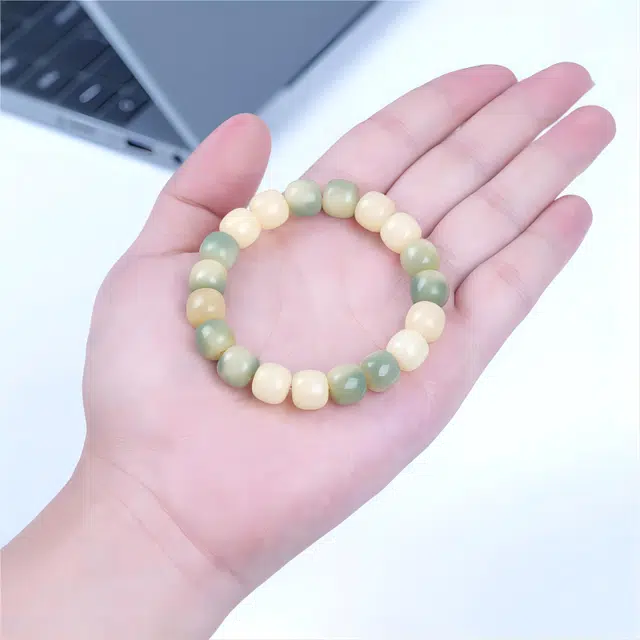 梵澜 新中式国风佛珠转运念珠 小青柠清新甜美盘玩手饰 精致百搭文玩手把件 菩提根 手串 男女同款情侣款 礼盒装