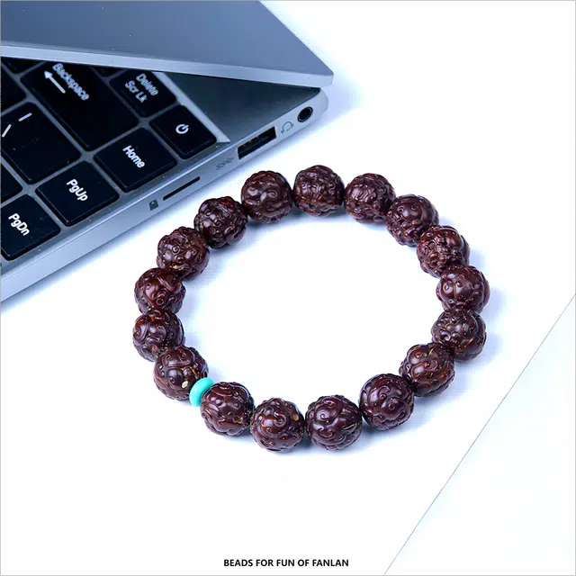 梵澜 雕刻招财貔貅文玩手把件 手持转运念珠 轻奢小众盘玩手饰  紫金鼠 菩提手串 男女同款情侣款