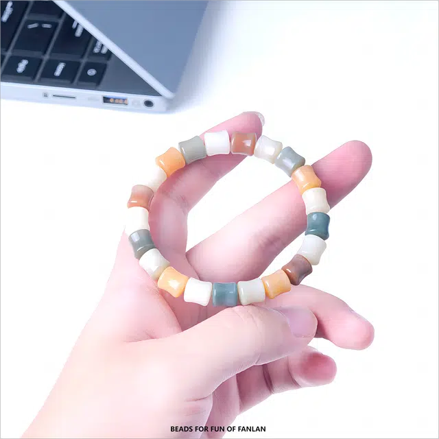 梵澜 竹节多宝步步高升文玩 小清新甜美盘玩手把件 时尚百搭手饰 菩提根 菩提类手串 女款 礼盒