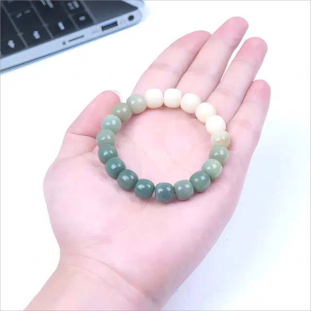 梵澜 手持念珠单圈盘玩串珠 只此青绿时尚百搭手饰 复古中式文玩手把件 菩提根 菩提类手串 男女同款情侣款 礼盒装