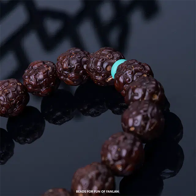 梵澜 雕刻招财貔貅文玩手把件 手持转运念珠 轻奢小众盘玩手饰  紫金鼠 菩提手串 男女同款情侣款