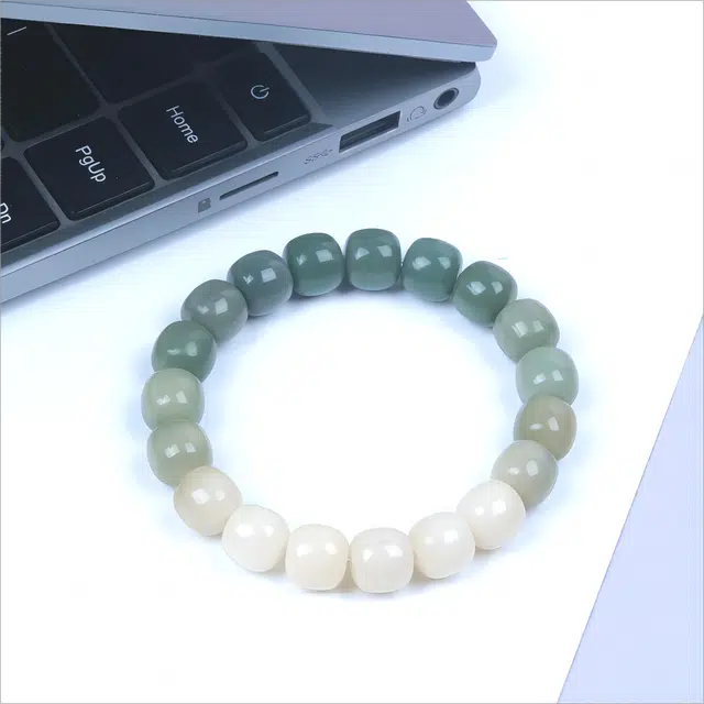 梵澜 手持念珠单圈盘玩串珠 只此青绿时尚百搭手饰 复古中式文玩手把件 菩提根 菩提类手串 男女同款情侣款 礼盒装