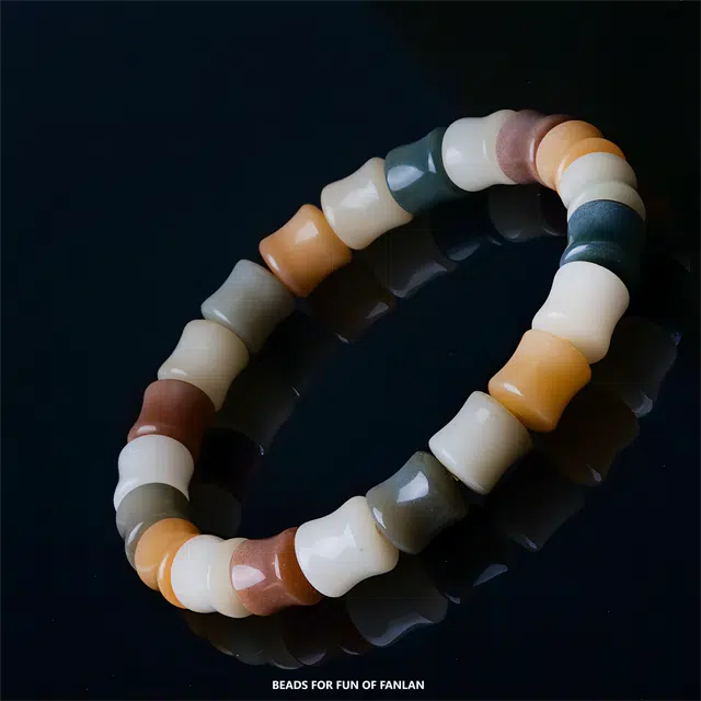 梵澜 竹节多宝步步高升文玩 小清新甜美盘玩手把件 时尚百搭手饰 菩提根 菩提类手串 女款 礼盒