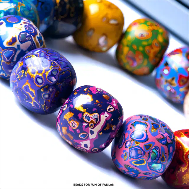 梵澜 老型珠多宝珠佛珠 多彩桶珠文玩手把件 时尚百搭手饰 漆器 木作手串 男女同款情侣款 大漆 礼盒