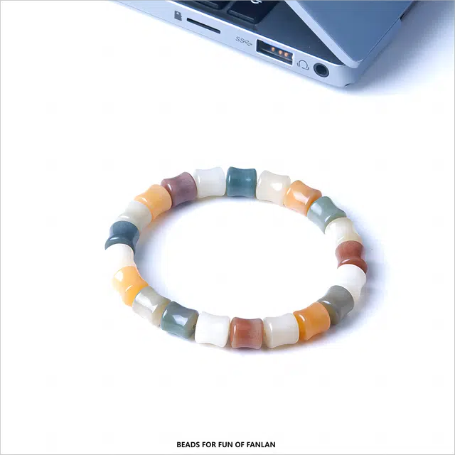 梵澜 竹节多宝步步高升文玩 小清新甜美盘玩手把件 时尚百搭手饰 菩提根 菩提类手串 女款 礼盒