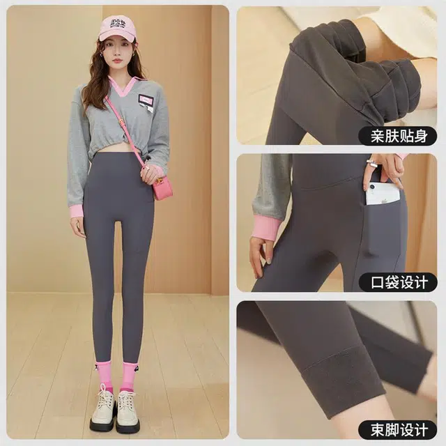 帕兰朵 户外运动鲨鱼裤修身口袋手机裤收腹提臀瑜伽健身跑步芭比塑身鲨鱼裤 女款 黑色