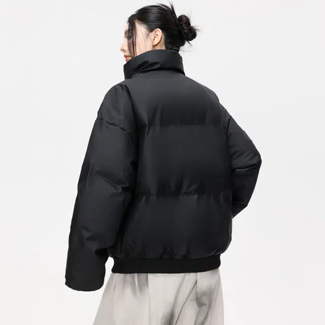 普鲁士多特蒙德 潮牌韩版高级休闲百搭短款皮棉衣简约立领面包服保暖冬季加厚舒适纯色高街外套棉服 男女同款