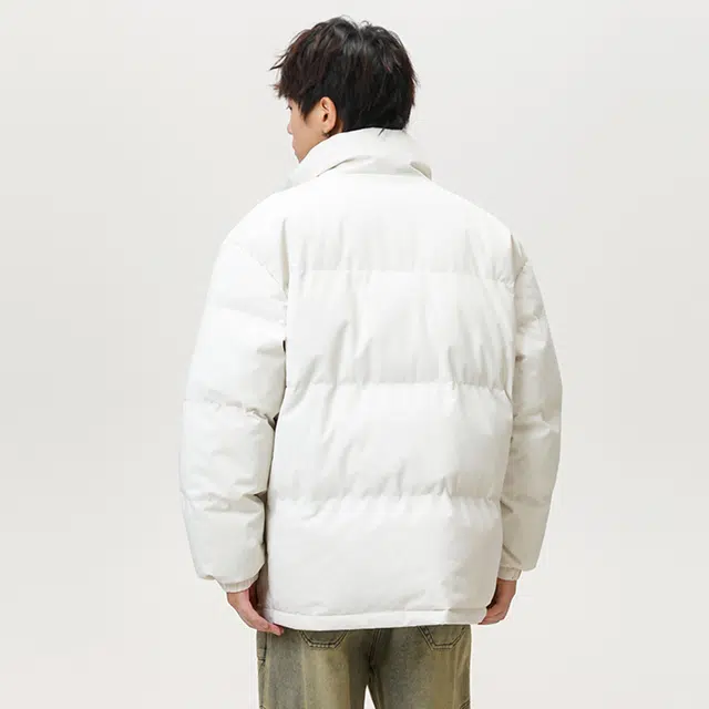 普鲁士多特蒙德 【冬季保暖外套】撞色美式显瘦通勤纯色复古秋冬款无性别主义个性设计百搭情侣穿搭加绒立领防风棉服 男女同款