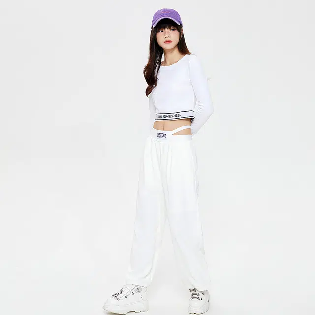 美特斯邦威 设计感简约直筒纯色松紧休闲裤 女款