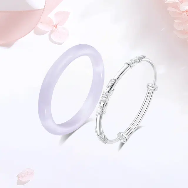 【甄选高品质】 金师傅 芋泥啵啵繁花叠戴套装  一步一响新中式气质古风美人镯优雅大方 小众轻奢高级#好运 玻璃猫眼 手镯 女款