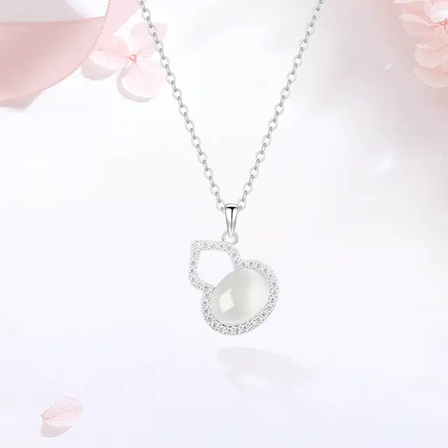 【S925银|甄选高品质】 金师傅 镂空葫芦吊坠 福禄双全招财转运 新中式气质优雅简约百搭小众轻奢高级清冷感#好运 玉髓 项链 女款