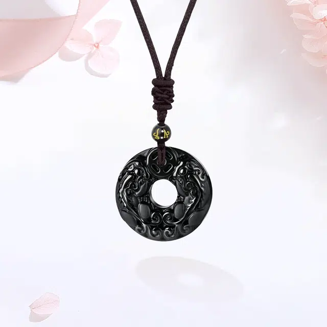 【限量赠·最佳爸爸证|精选高品质】 金师傅 貔貅平安扣 招财纳福平安喜乐万事如意 新中式国潮百搭高级#好运 黑曜石 项链 男女同款情侣款