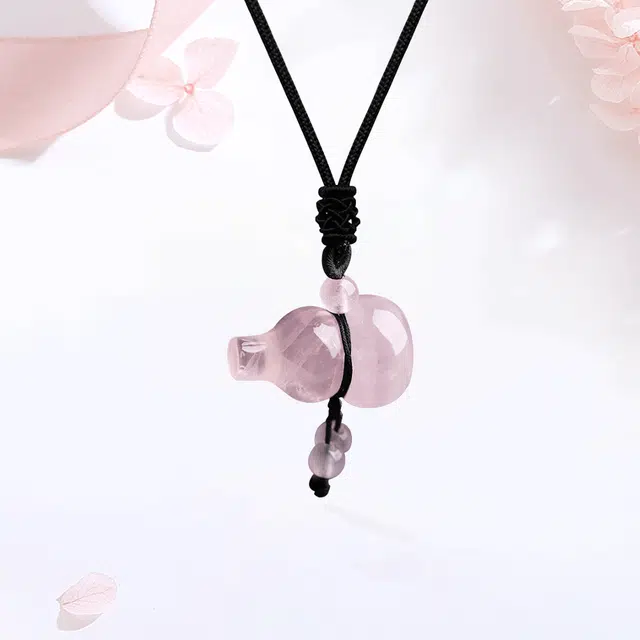 【甄选高品质】 金师傅 招桃花葫芦 福禄双全吉祥如意 新中式国潮气质简约百搭 小众高级#好运 粉水晶 项链 男女同款情侣款