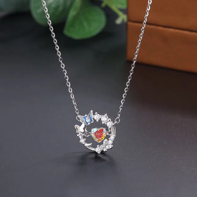 【S999纯银|高品质|跳动的心】 金师傅 在逃公主锁骨链 森系灵动蝴蝶招财纳福甜美气质小清新百搭 小众轻奢高级#好运 玻璃猫眼 项链 女款