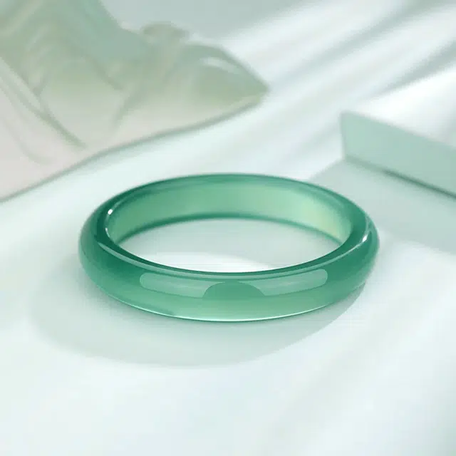 【精选特级高品质】 金师傅 远山黛油青 新中式江南温婉润玉卿卿可人 汉服旗袍国风古典雅韵百搭轻奢宫廷风#好运 玉髓 手镯 女款