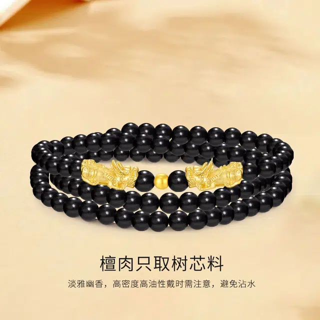 【转运旺运】 金师傅 纯银吞金兽 招财进宝多圈叠戴佛珠串珠 国潮日常佩戴#好运 黑檀 手串 男女同款情侣款