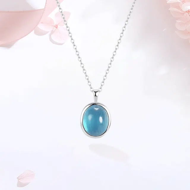【S999足银|精选高品质】 金师傅 海洋之心锁骨链 法式时尚气质清冷显白简约大方百搭 小众轻奢高级#好运 玻璃猫眼 项链 女款