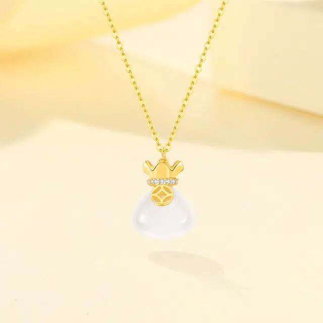 【买一赠一|精选高品质】 金师傅 转运福袋 福气满满招财纳褔钱袋 新中式国潮万事如意优雅气质百搭#好运 玉髓 项链 女款