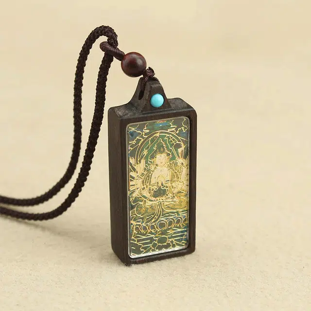 【招财转运&无事牌】 金师傅 藏族唐卡吊坠  守护神诸事顺利财源滚滚 复古佛牌特色民族风高级小众简约百搭 黑檀 项链 男女同款情侣款