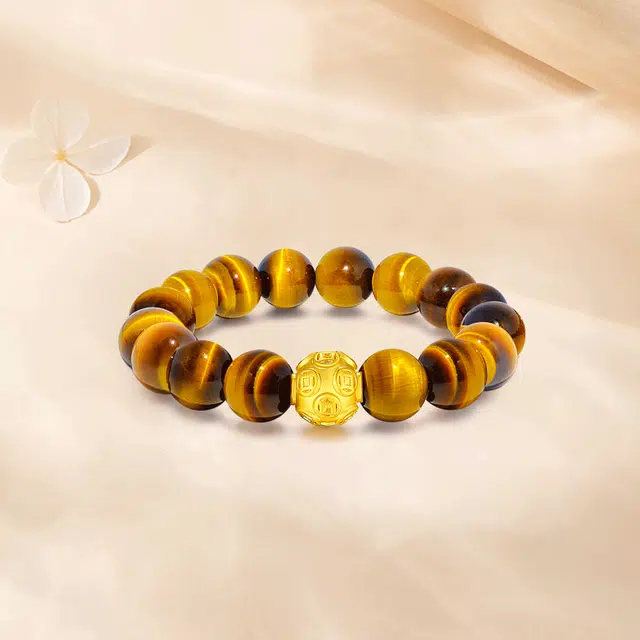 【999金高品质|限量赠·最佳爸爸证精选】 金师傅 金钱珠 招财纳福财运亨通新中式国潮复古气质小众高级#好运 虎眼石 手串 男女同款情侣款
