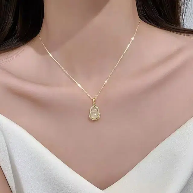 【买一赠一|S999足银|精选高品质】 金师傅 福禄双全吊坠 竹叶葫芦福气满满招财纳褔万事如意 新中式国潮优雅气质#好运 琉璃 项链 女款