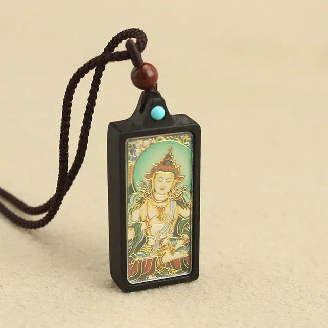 【招财转运&无事牌】 金师傅 藏族唐卡吊坠  守护神诸事顺利财源滚滚 复古佛牌特色民族风高级小众简约百搭 黑檀 项链 男女同款情侣款