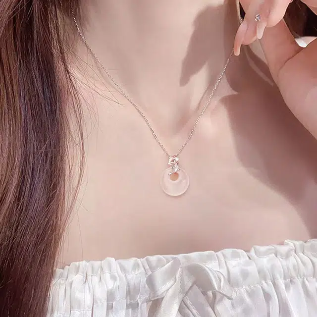 【S999足银|甄选高品质】 金师傅 锦鲤平安扣 学业事业顺利上岸转运 水逆退散新中式气质优雅小众高级#好运 玻璃猫眼 项链 女款