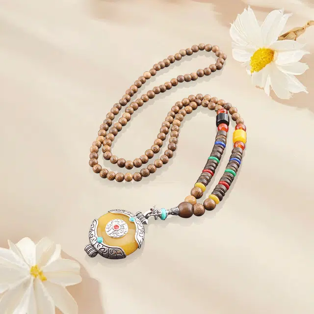 【吉祥如意|甄选高品质】 金师傅 藏式平安福 福财运亨通 复古民族特色长款挂件小众文玩气质百搭高级#好运 鸡翅木 项链 男女同款情侣款