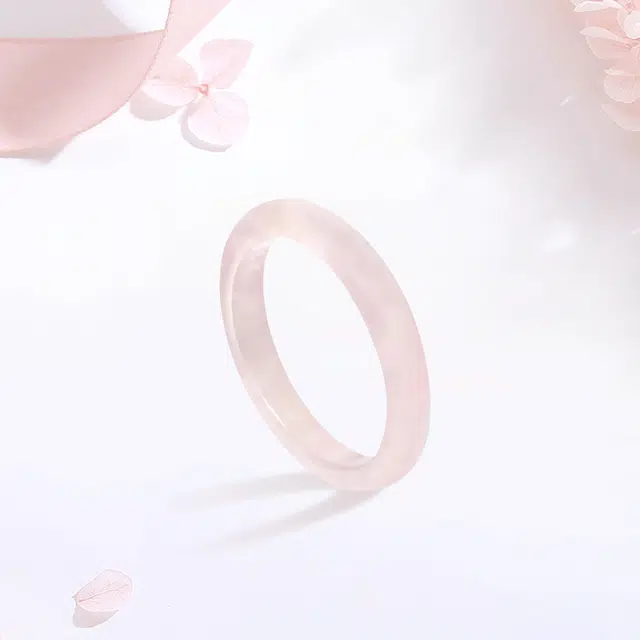 金师傅 粉晶素圈指环 节节高升新中式国风日常古风优雅通勤文艺佩戴 水晶 玉石戒指 男女同款情侣款