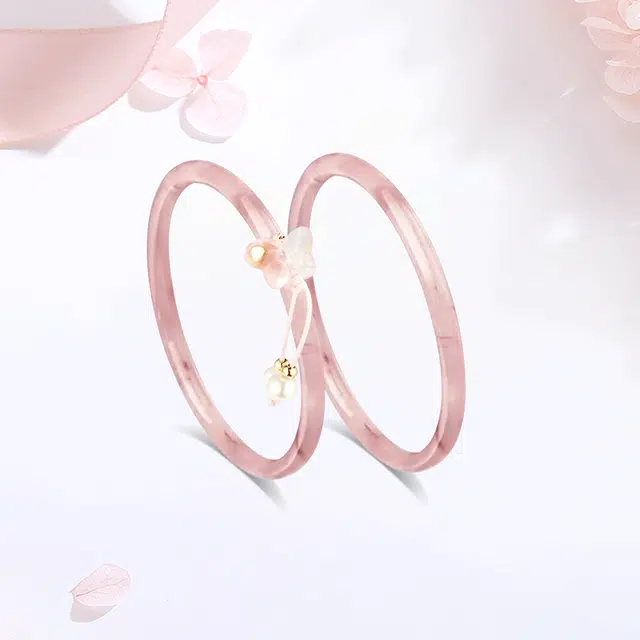 【精选高品质】 金师傅 干枯玫瑰蝴蝶双层叠戴 一步一响新中式森系梦幻气质优雅甜美百搭 小众轻奢设计高级#好运 琉璃 手镯 女款