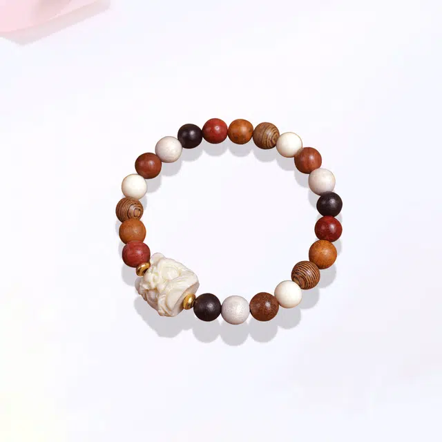 【狮来运转|甄选高品质】 金师傅 招财多宝系列 萌趣可爱醒狮猫爪转运纳福 新中式国潮气质佛珠简约文玩盘玩 檀木 手串 男女同款情侣款