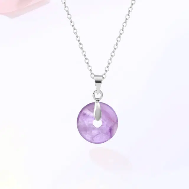 【S999足银|甄选高品质】 金师傅 平安扣吊坠 吉祥如意 平安顺遂新中式国潮气质 简约百搭小众轻奢高级#好运 紫水晶 项链 男女同款情侣款