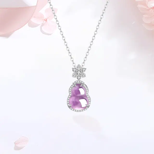 【甄选高品质】 金师傅 福禄葫芦吊坠 招财纳福 满钻爆闪时尚精致清冷感贵气千金风小众轻奢高级简约百搭#好运 紫水晶 项链 女款