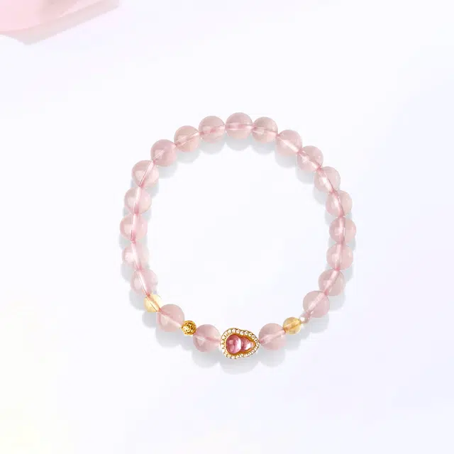 【甄选高品质】 金师傅 葫芦转运珠串珠 福禄双全招财纳福 粉嫩甜美气质优雅千金清冷感 小众高级百搭显白好运 粉水晶 手串 女款