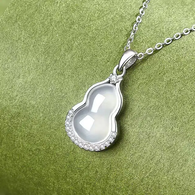 【S925银|甄选高品质】 金师傅 福禄葫芦吊坠 招财纳福转运 福气满满新中式国潮气质优雅清冷简约百搭小众轻奢高级#好运 玉髓 项链 女款