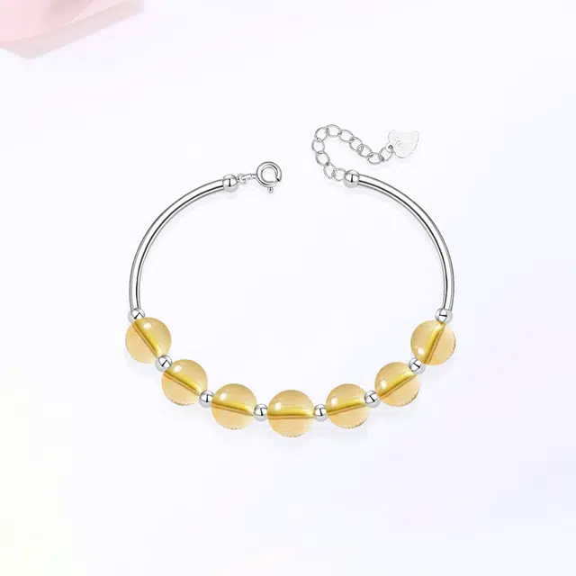 【S925银|精选高品质】 金师傅 时来运转半镯手饰 时尚精致小清新甜美气质清冷简约百搭日常 小众轻奢设计高级#好运 黄水晶 手链 女款