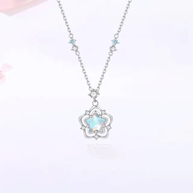 【S925银|甄选高品质】 金师傅 海洋之心套装 转运珠梦幻蓝色系轻奢小众锁骨链时尚精致气质简约百搭少女感#好运 玻璃猫眼 项链 女款