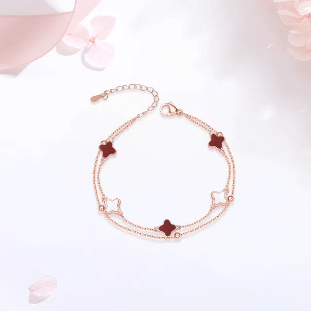 【幸运女神|甄选高品质】 金师傅 福禄四叶草套装 双倍好运 麒麟葫芦招财转运 轻奢小众优雅气质贵气高级百搭通勤 玛瑙 项链 女款