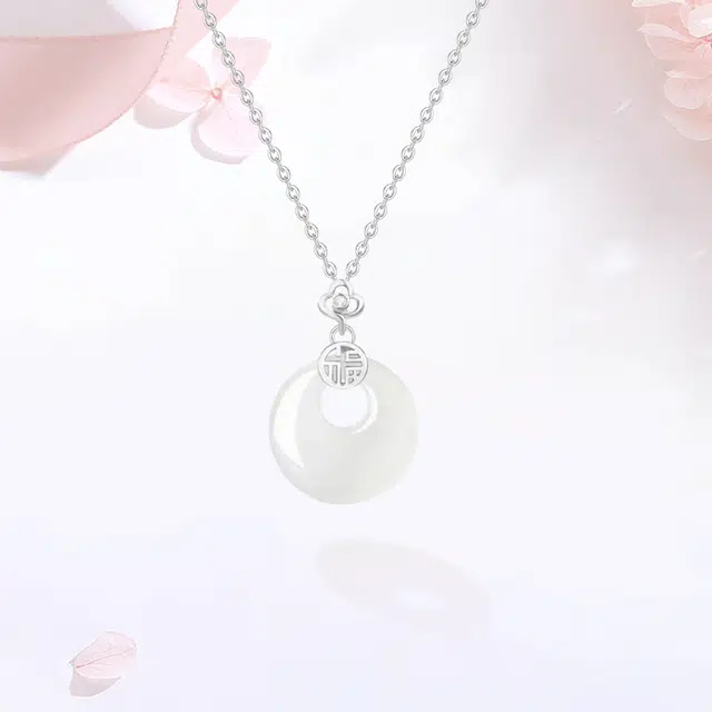 【S999足银|甄选高品质】 金师傅 吉祥如意套装 祥云平安扣弥勒佛吊坠 招财好运新中式国潮高级简约百搭#好运 玉髓 项链 女款
