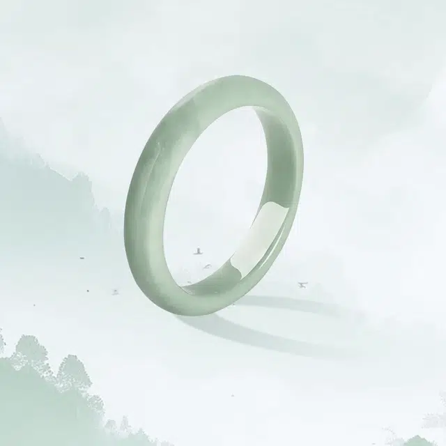 金师傅 粉晶 白玉髓手镯半山半水 一步一响 平安叮当镯 经典古风汉服旗袍复古淡青色气质新中式国潮 琉璃 玉石手镯 男女同款情侣款