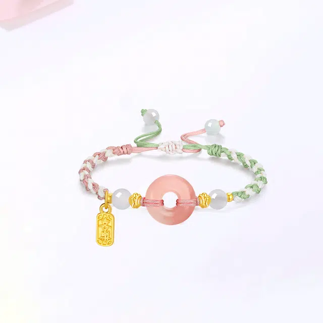 【S999足银银|甄选高品质】 金师傅 祥云平安扣套装 福气满满 招财福运相伴 新中式国潮气质小众高级百搭 玉髓 项链手绳 男女同款情侣款