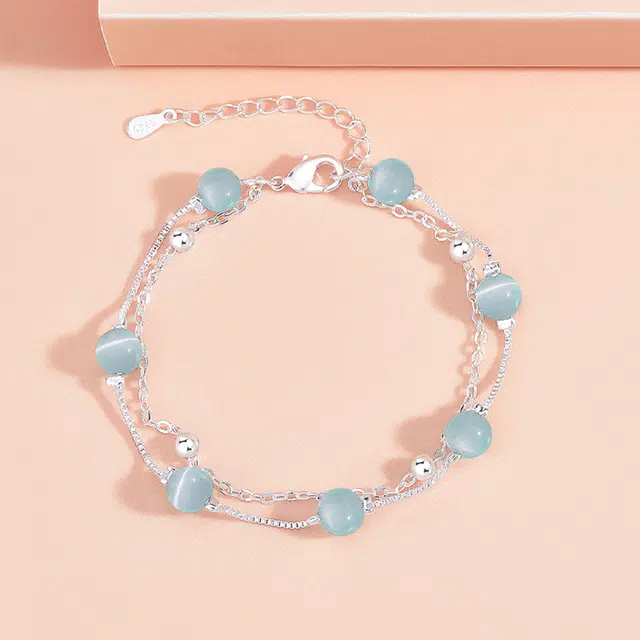 【S925银|甄选高品质】 金师傅 海洋之心套装 转运珠梦幻蓝色系轻奢小众锁骨链时尚精致气质简约百搭少女感#好运 玻璃猫眼 项链 女款