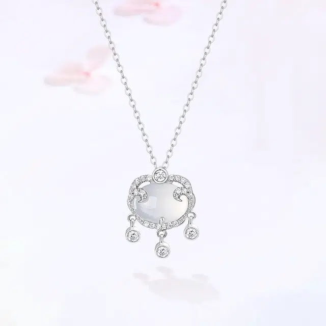【S999足银|精选高品质】 金师傅 平安锁吊坠 吉祥如意 平安喜乐考试顺利上岸 新中式国潮气质优雅小众轻奢高级#好运 玻璃猫眼 项链 女款