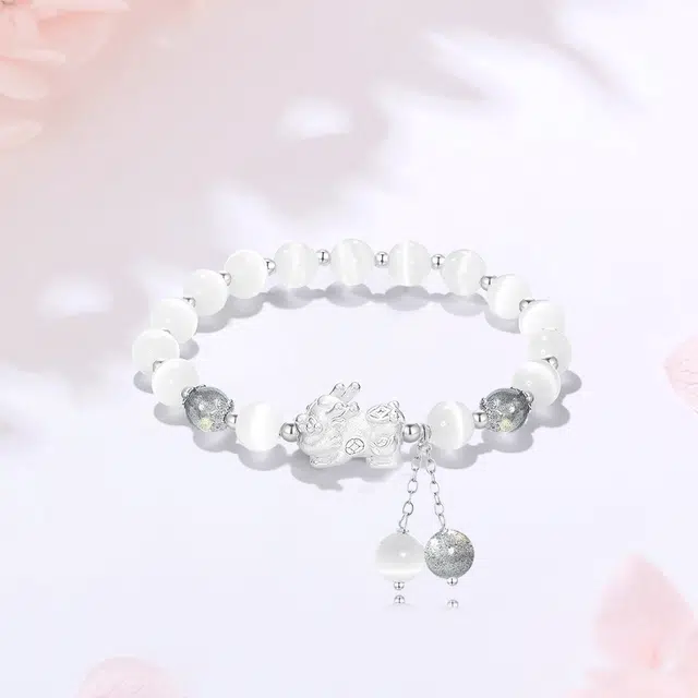【S999足银|甄选高品质】 金师傅 貔貅流苏 招财纳福时来运转 财运亨通新中式国潮气质百搭小众高级#好运 玻璃猫眼 手串 男女同款情侣款