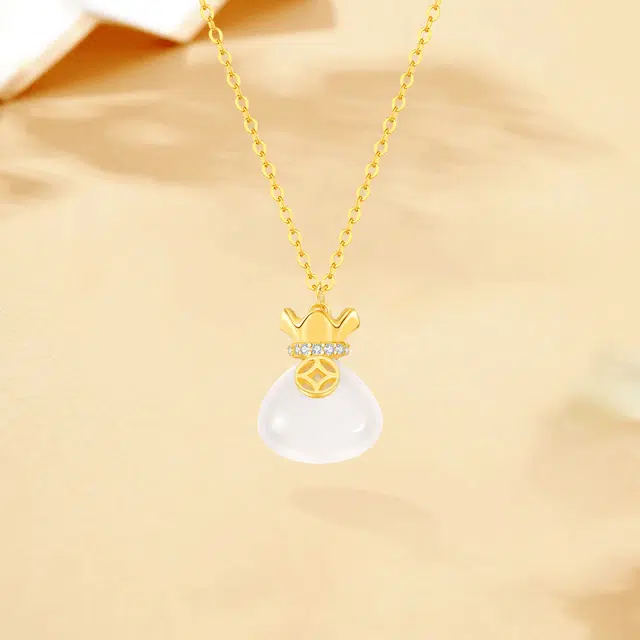 【甄选高品质】 金师傅 吉祥如意套装 灵动蝴蝶福袋 万事如意招财纳福新中式国潮高级简约百搭#好运 玉髓 项链 男女同款情侣款