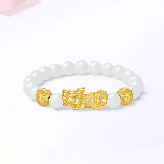 【S999足银|甄选高品质】 金师傅 招财貔貅套装 纳福转运珠财运亨通 新中式国潮吞金兽气质百搭高级#好运 白玉菩提 手串 男女同款情侣款
