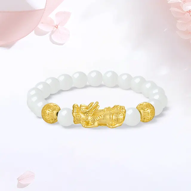 【S999足银|甄选高品质】 金师傅 招财貔貅套装 纳福转运珠财运亨通 新中式国潮吞金兽气质百搭高级#好运 白玉菩提 手串 男女同款情侣款